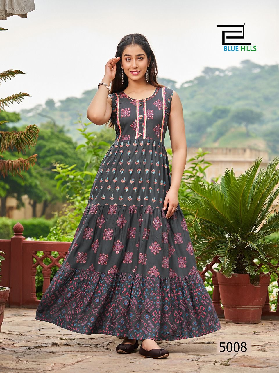 BLUE HILLS Hotstar 5 Printed Designer Festive Wear Long Kurtis Collection